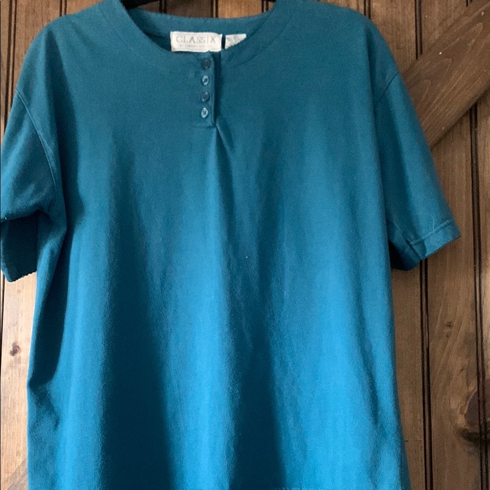 Women’s Classic by Cherry Stix LTD. Teal short sleeve shirt